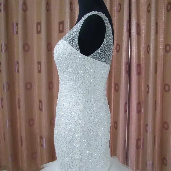 Robe de mariée sirène QQ Lover perlée super brillante pour femmes, personnalisable, blanc ou ivoire, occasions de prestige