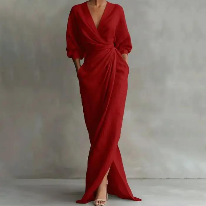 Robe longue fendue pour femme