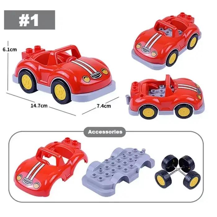 Blocs de construction de grande taille, série de la circulation, grosses particules, voiture, Bus, camion, avion, hélicoptère, accessoires compatibles, jouets en brique Duploes