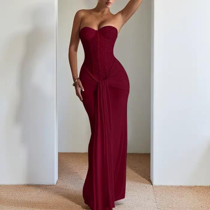 Robe longue de soirée de noël pour nouvel an