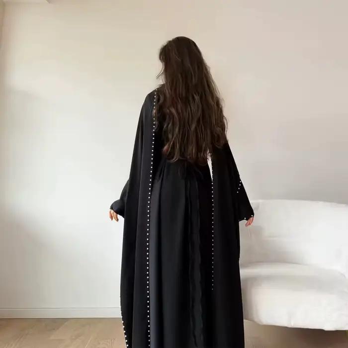Dubaï perle Cape Abayas pour femmes Robe modeste Eid Djellaba musulman Islam vêtements turquie caftan Kebaya