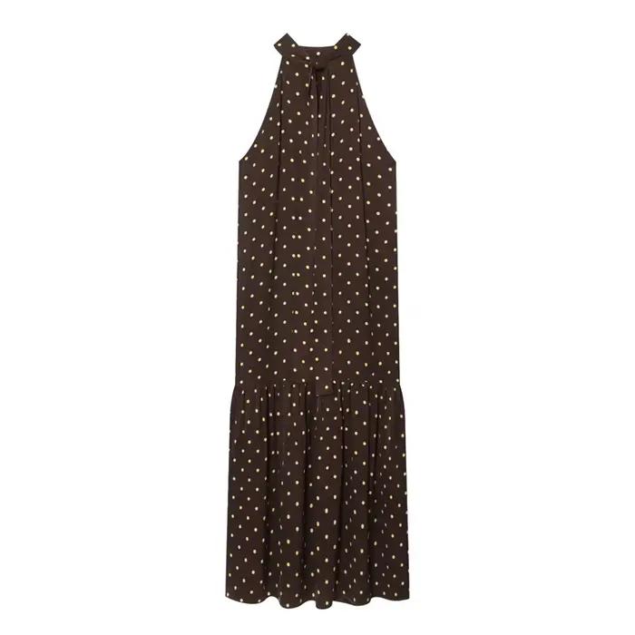 Nouvelle robe à pois à col halter, mode décontractée, élégante et gracieuse