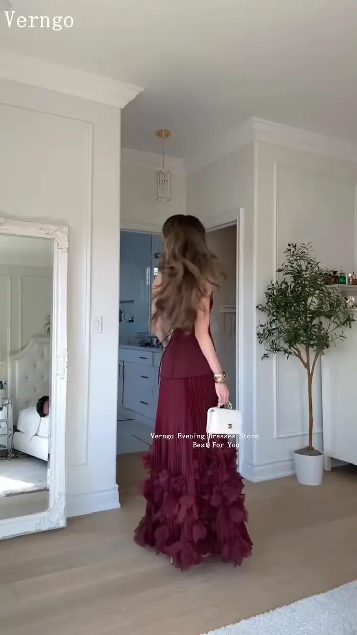 Robe de soirée en crêpe bordeaux Verngo