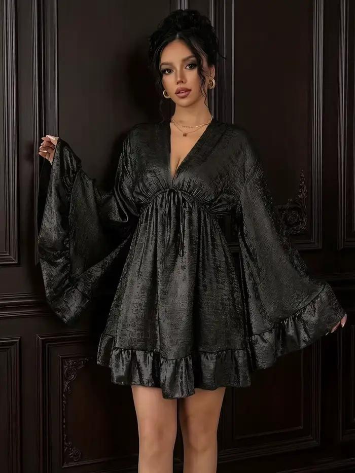 Robe mini en velours noir pour femme