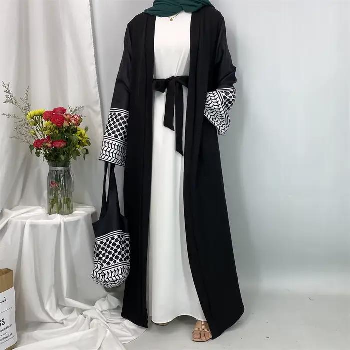 Dubaï élégant caftan Robe modeste Abayas musulman ouvert Abaya et sac femmes Islam