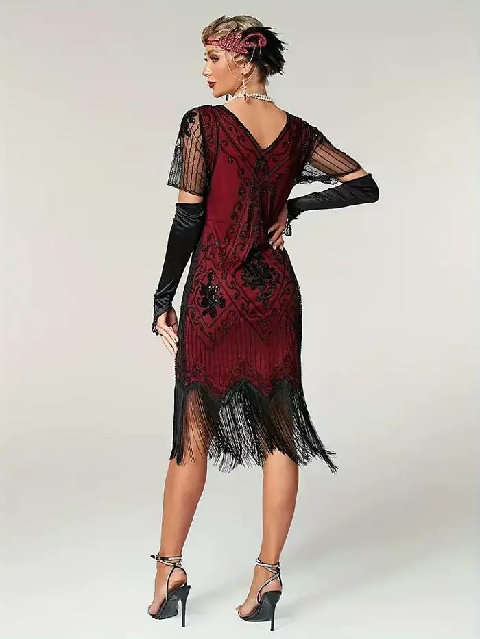 Robe à paillettes perlées embellie pour femmes