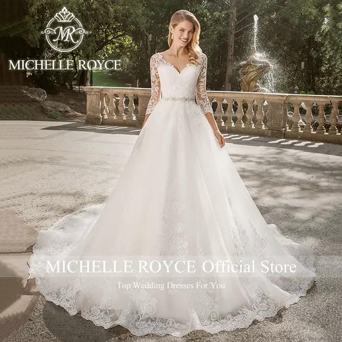 Michelle Royce-Robe de mariée avec ceinture perlée