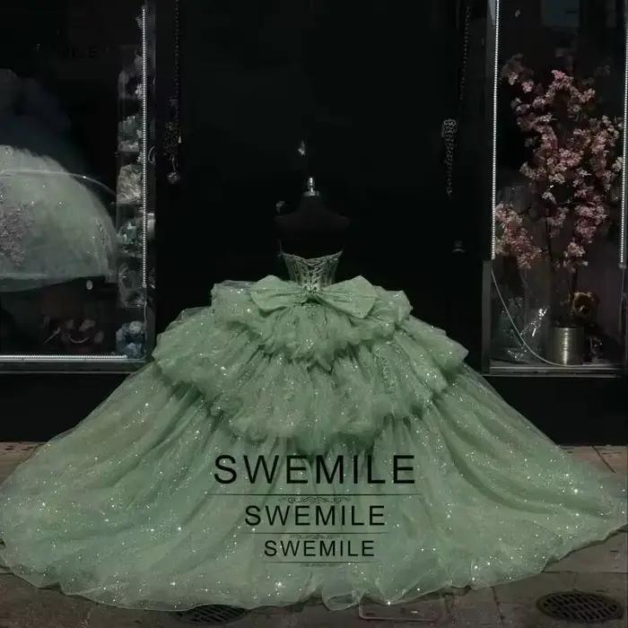 Robes de Quinceañera vert sauge SWEMILE