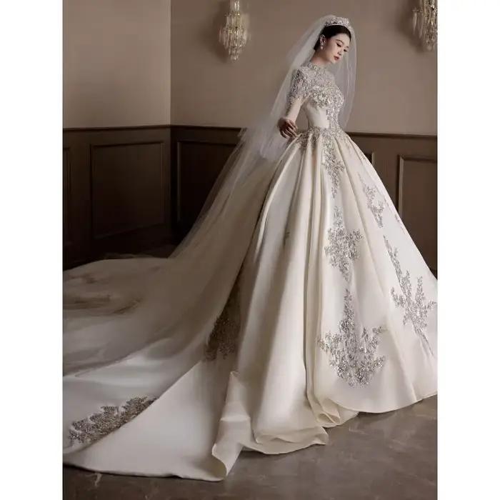 Robe de mariée Palace en Satin à manches longues