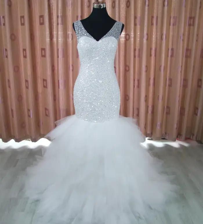 Robe de mariée sirène QQ Lover perlée super brillante pour femmes, personnalisable, blanc ou ivoire, occasions de prestige