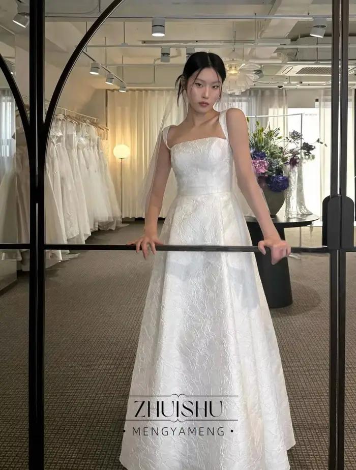 Robe de soirée de mariage classique en Satin Jacquard