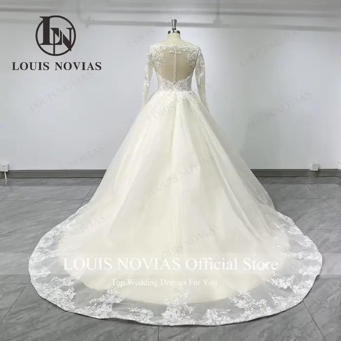 LOUIS NOVIAS exquis pour les femmes vraies photos dentelle perles Appliques