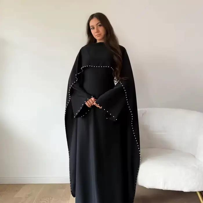 Dubaï perle Cape Abayas pour femmes Robe modeste Eid Djellaba musulman Islam vêtements turquie caftan Kebaya