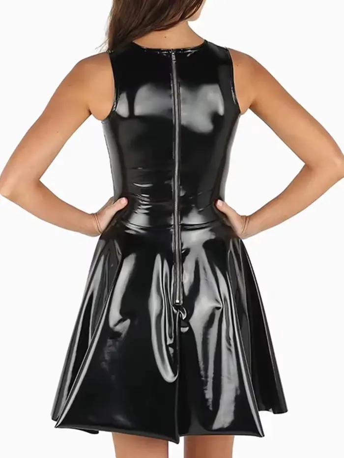 Robe plissée en similicuir pour femmes style décontracté élégant occasions spéciales toute la saison