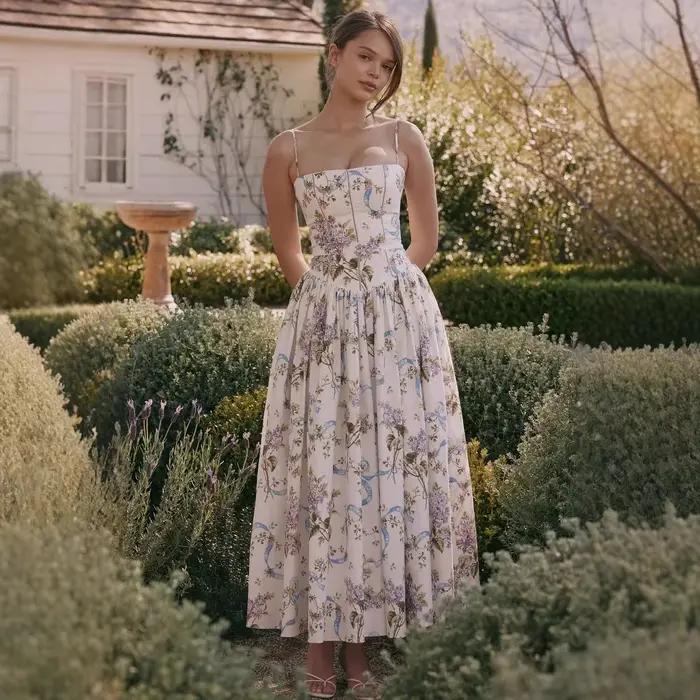 Robe élégante à bretelles françaises