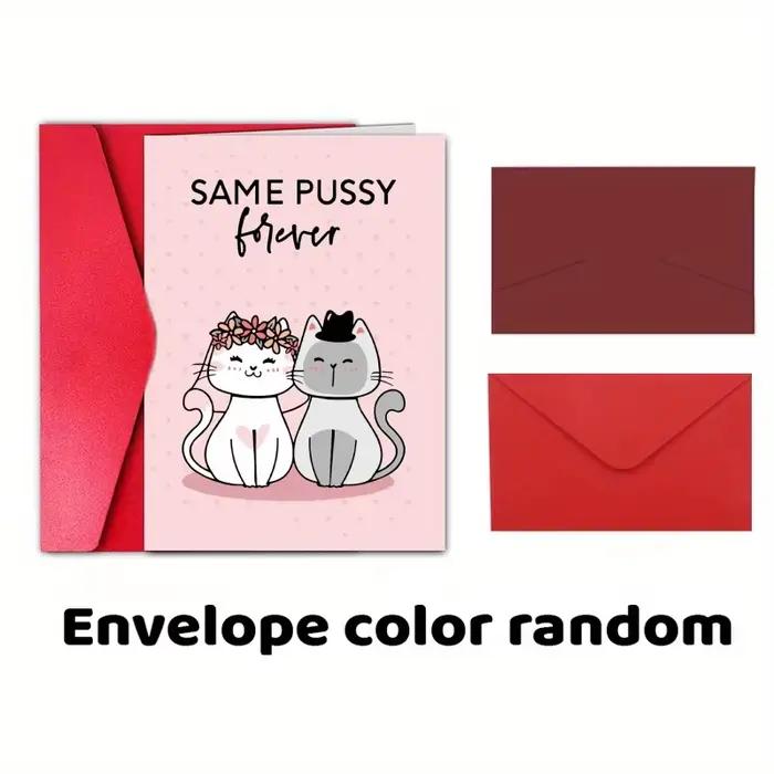 1 pièce, carte de mariage amusante, carte d'anniversaire de mariage, carte joyeuse pour la Saint-Valentin, carte chat mignon, pour femme, mari.