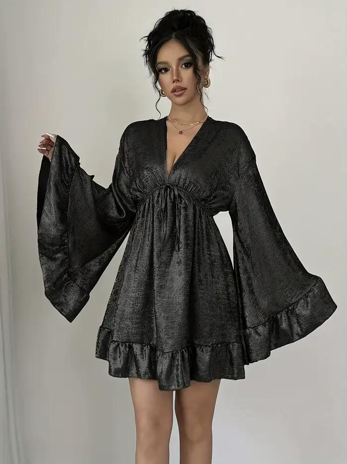Robe mini en velours noir pour femme