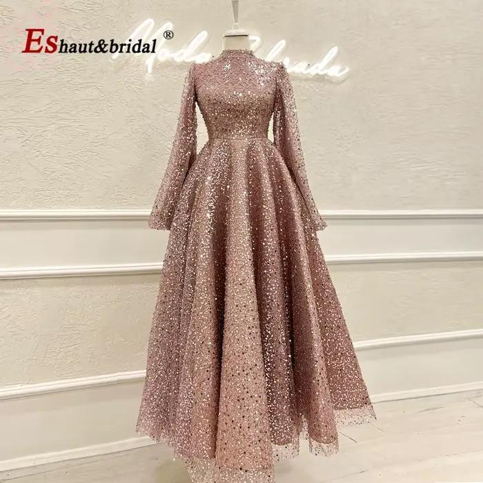 Robe de soirée de mariage arabe de Dubaï pour femme musulmane 2026
