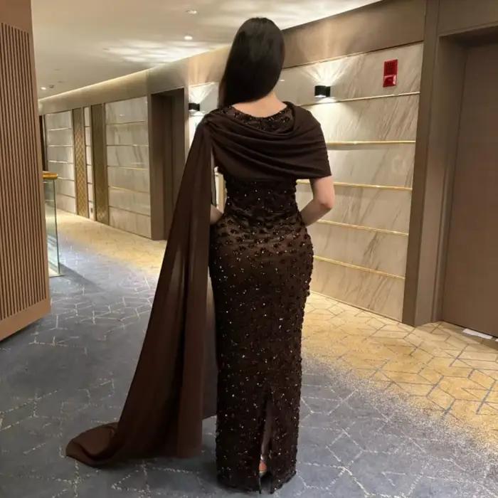 Robe de bal asymétrique marron chocolat personnalisée Bella