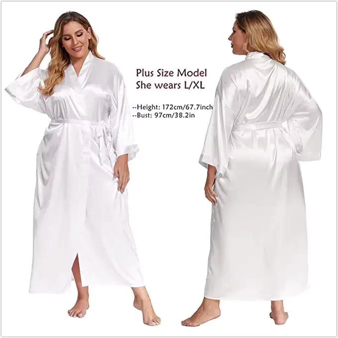 Peignoir femmes Extra longs vêtements de nuit Robes Robe soyeuse charmante