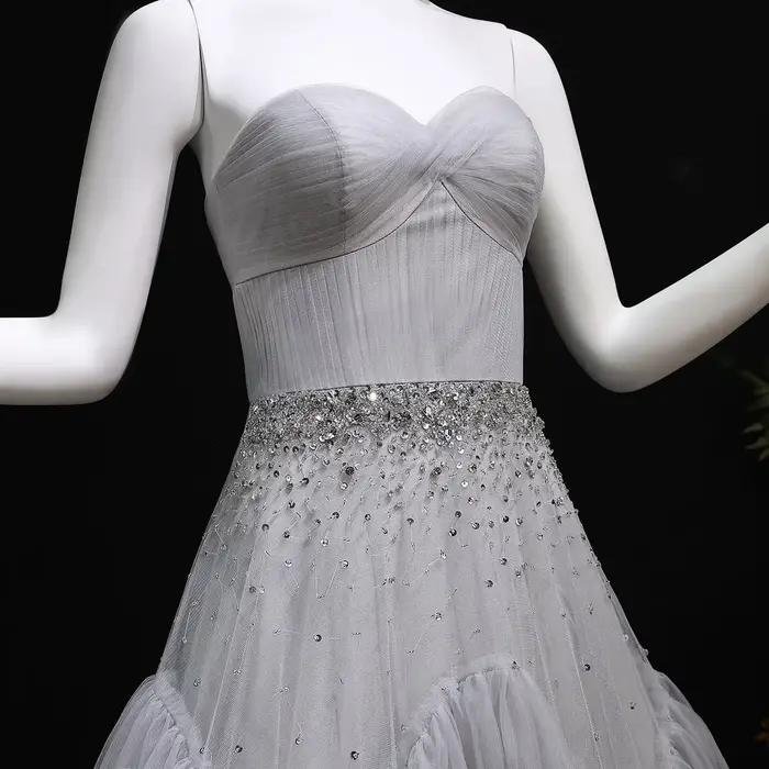 Sharon Said dubaï vert sauge volants robe de soirée avec cristal sans bretelles pour les femmes robes de bal de fête de mariage SF314 personnalisé