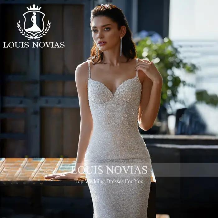 LOUIS NOVIAS 2IN1 robe De mariée sirène avec veste chérie perles paillettes mince trompette