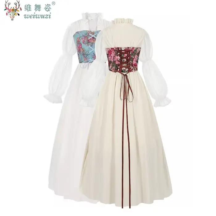 Floral élégant Robe Victorienne Femme Adulte Fée Sorcière Cour Médiévale Formelle Banquet Robe De Bal Renaissance Halloween Robe Romantique Idyllique Qing Xinsen Lignée Lanterne Manches Design Retouch