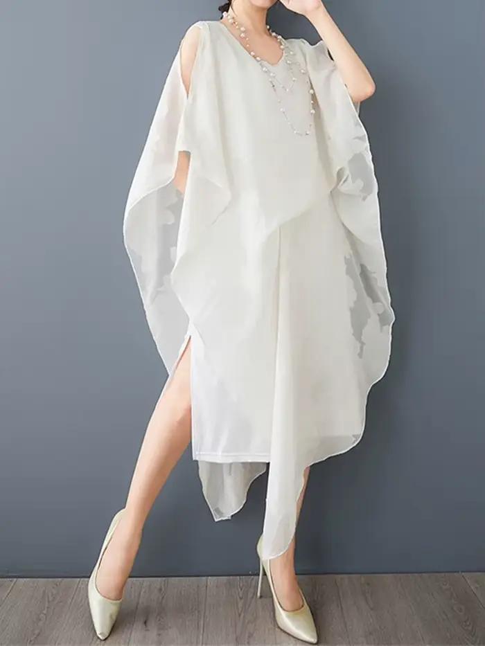 Robe Anteef en polyester avec patchwork et manches chauve-souris pour femmes décontractée et élégante occasions estivales