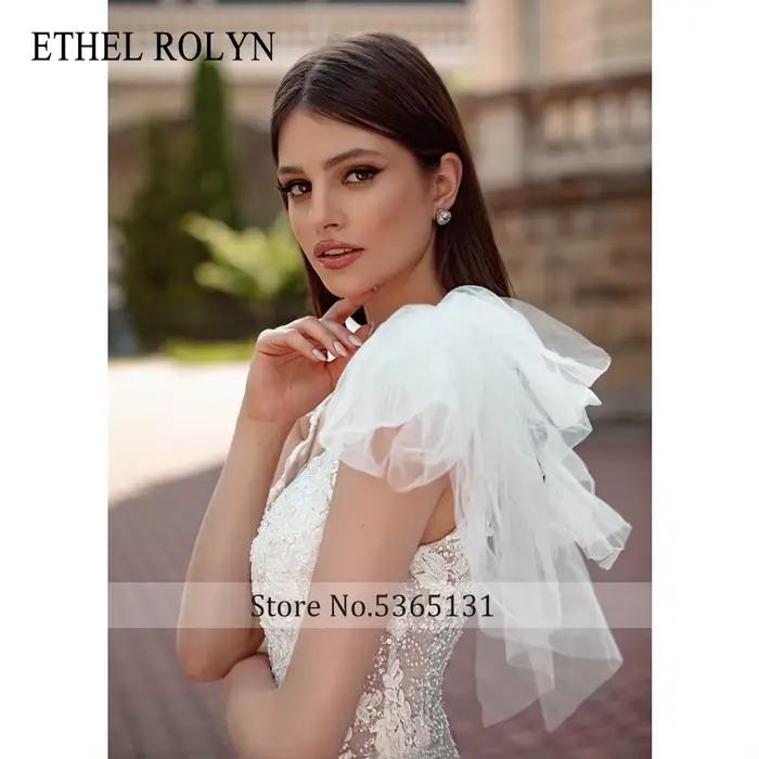 ETHEL ROLYN luxe sirène robe De mariée pour les femmes Spaghetti sangle chérie perlée cristal