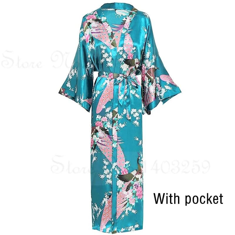 Femmes Robe longue Kimono peignoir Robe avec poches Sexy mariage mariée demoiselle d'honneur Robe de