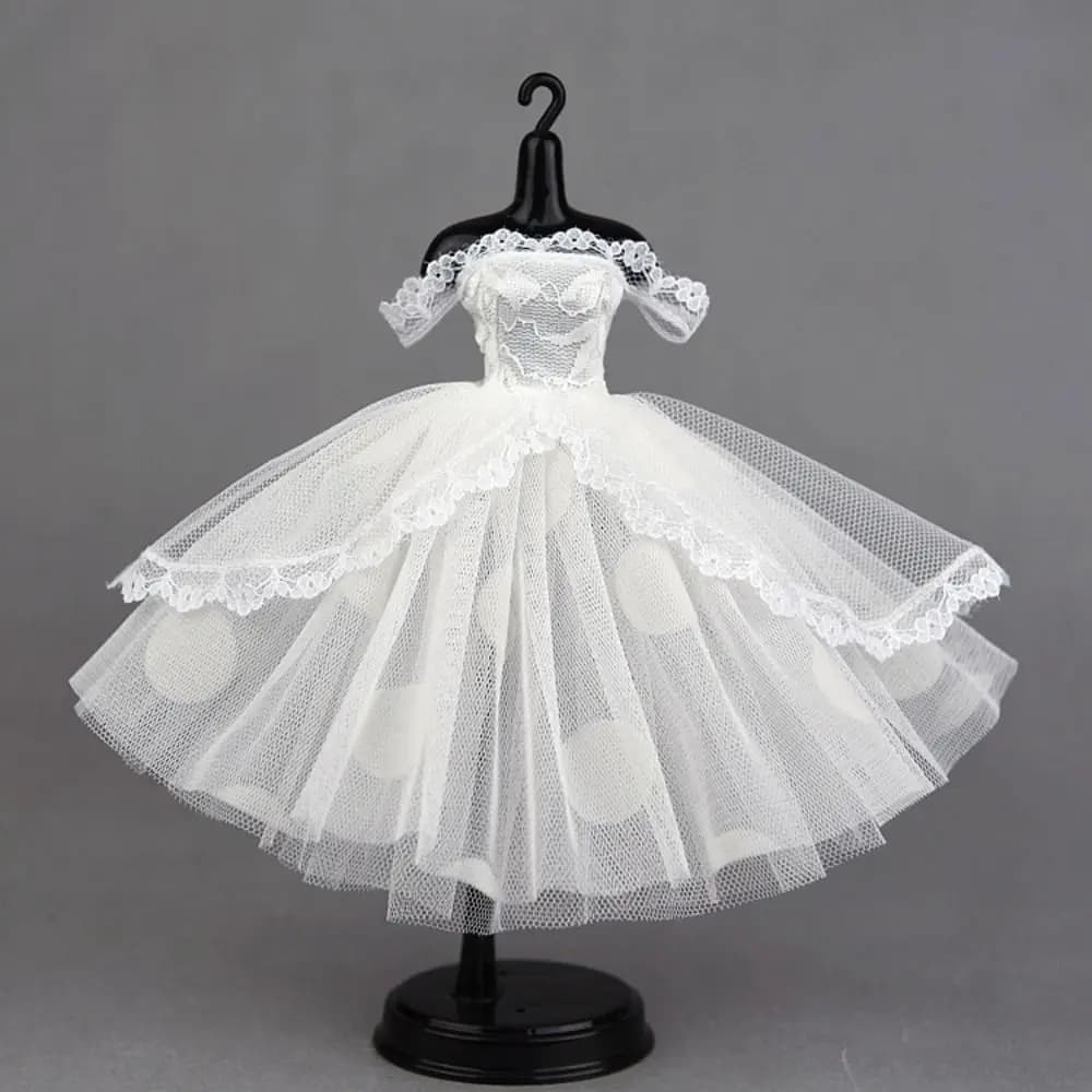 Robe de princesse noire à pois, Mini robe de poupée multicouche en dentelle, poupées BJD Blythe, rob