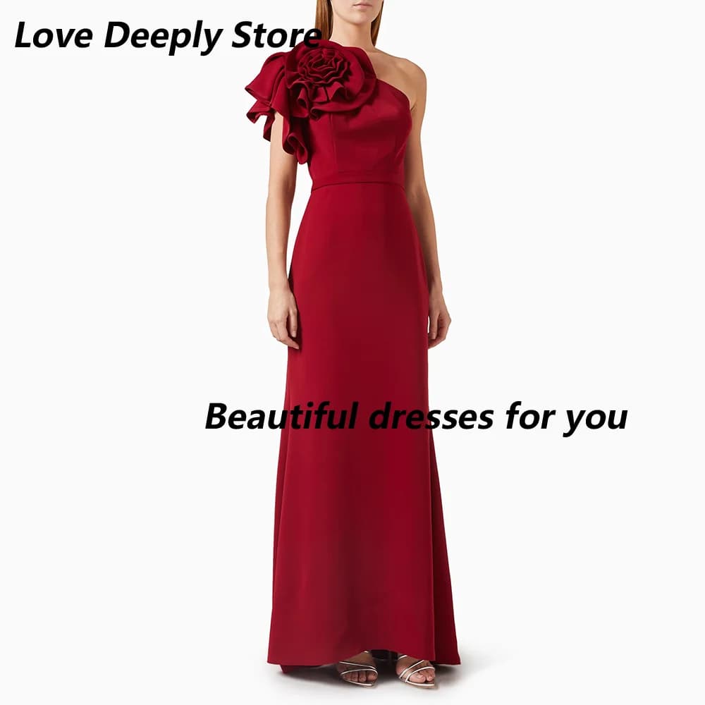 Robe de bal rouge longue sirène à épaules dénudées pour femme, collection 2026, élégante, à fleurs, 