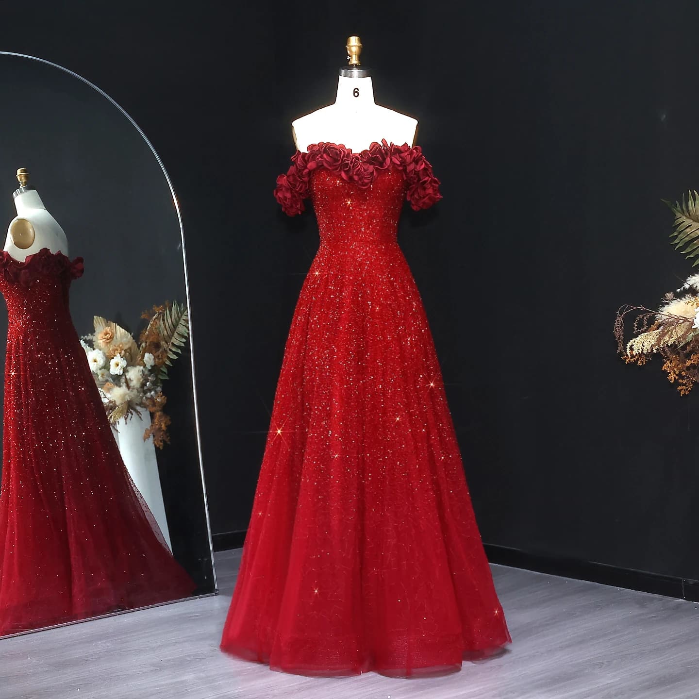 Robe de soirée Sharon Said à épaules dénudées, fleurs 3D, sequins, élégante, pour femmes, SS491, per