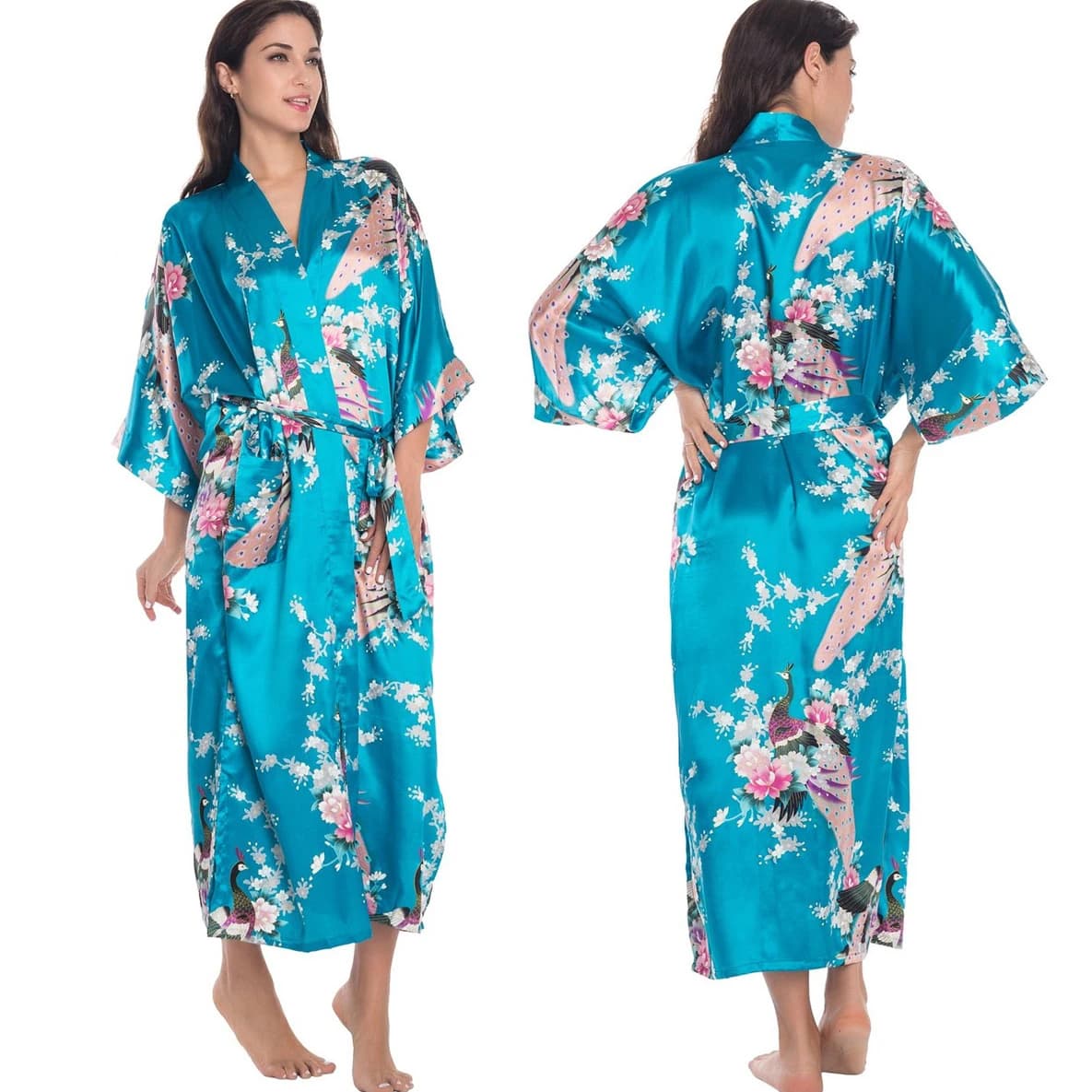Longue Robe Kimono à manches mi-longues pour femmes, imprimé floral, Sexy, peignoir, printemps, été,