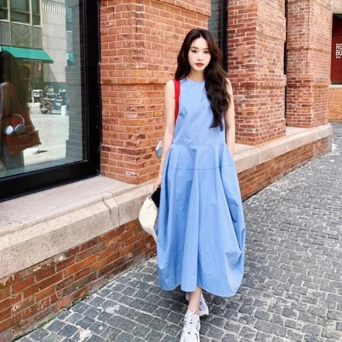 Robe longue bleue style vacances à la française pour femme, nouvelle collection été, design sensatio