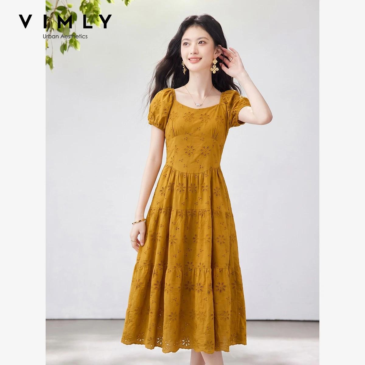 Robe longue VIMLY pour femme, style romantique français, nouvelle collection été 2026, broderie ajou
