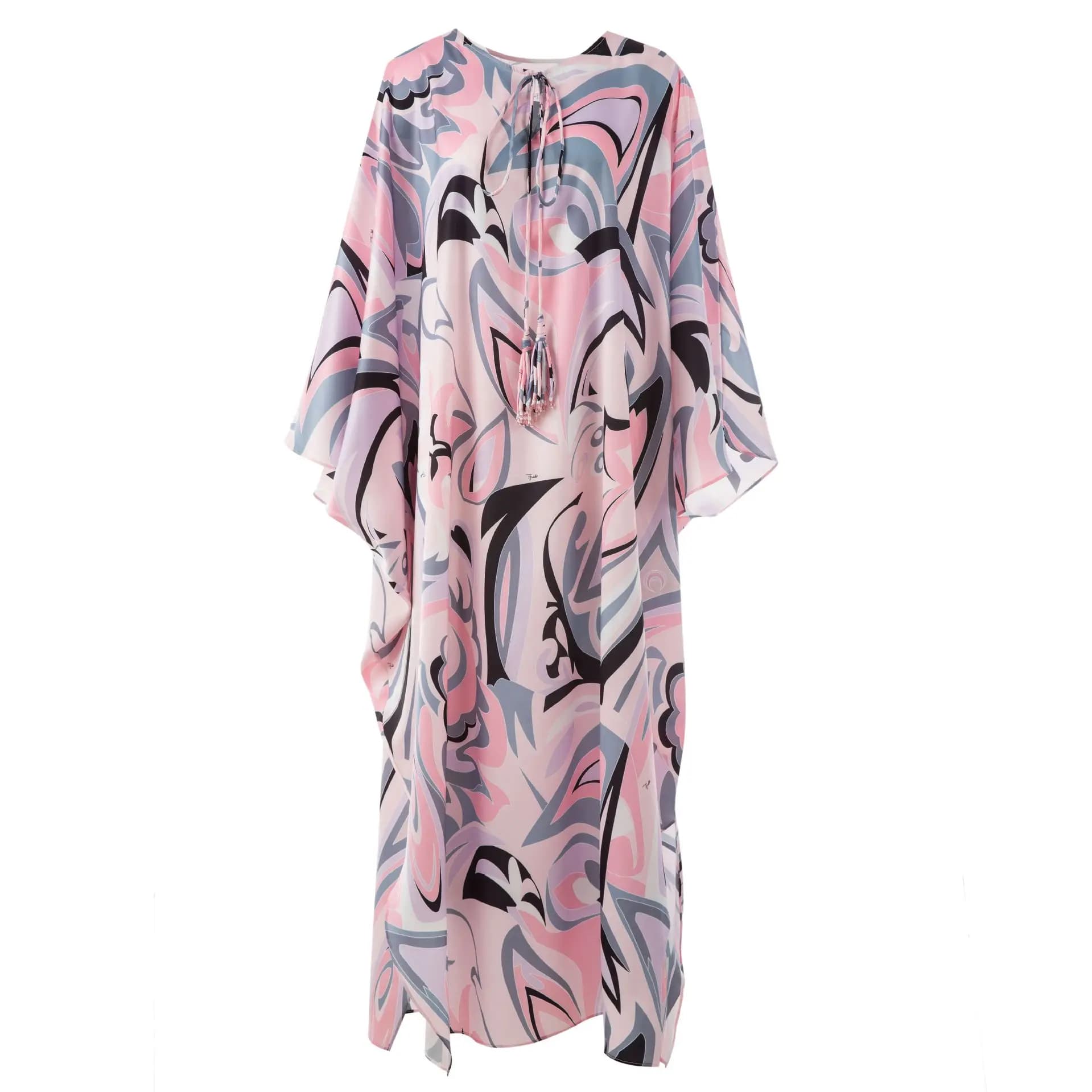 Robe caftan de créateur de luxe 2025 |   Robe de plage longue en soie surdimensionnée pour femme |  