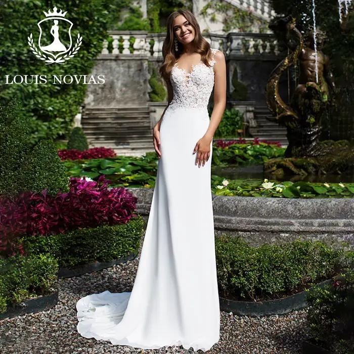 LOUIS NOVIAS 2 en 1 robes de mariée sirène chérie Illusion Appliques spectacle réel détachable Train