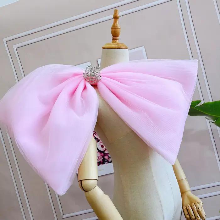 Lussuue nœud en Tulle plissé, accessoires détachables de mariage, grand nœud à la mode DG275