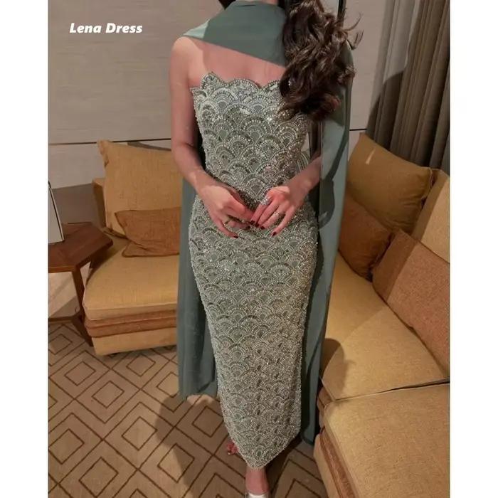 Lena personnalisé élégant robes de soirée femme 2025 Robe de soirée de luxe brillant châle queue de