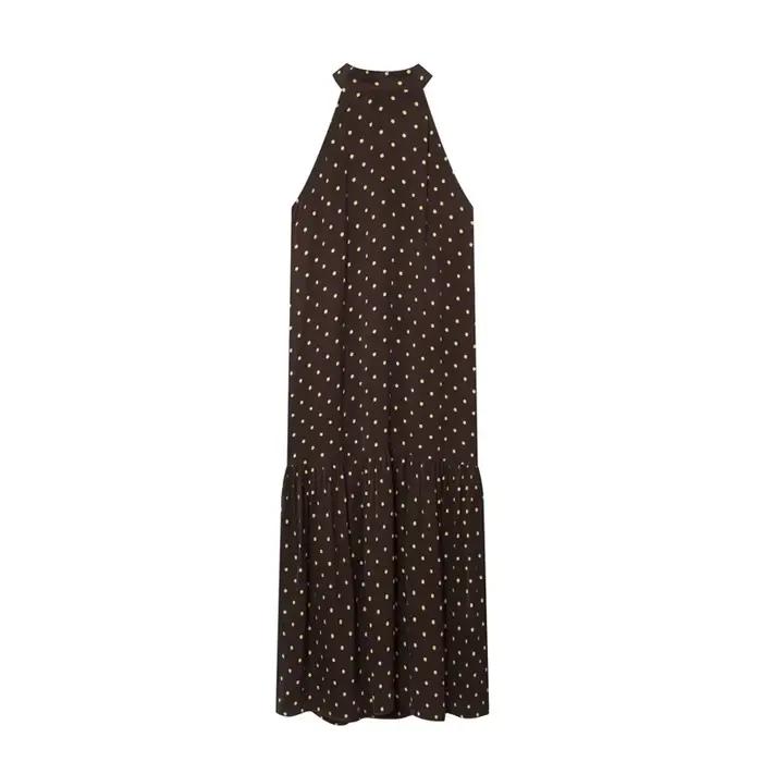 Nouvelle robe à pois à col halter, mode décontractée, élégante et gracieuse