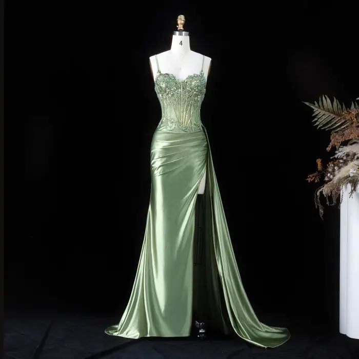 Robe de soirée florale pour femme Sharon Said 2026, élégante, drapée, à sequins, avec fente latérale