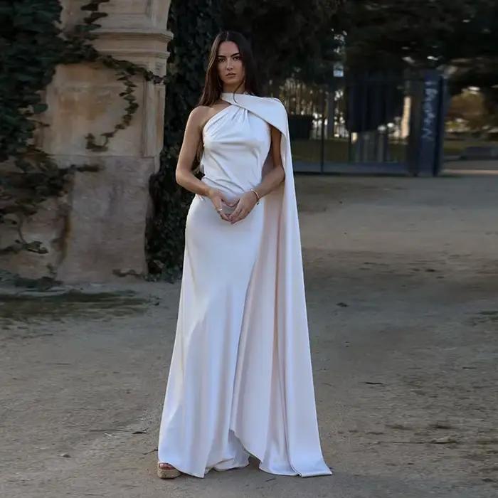 Robe longue dos nu avec ruban de satin pour femme, robes sexy pour femme, robe de soirée élégante po