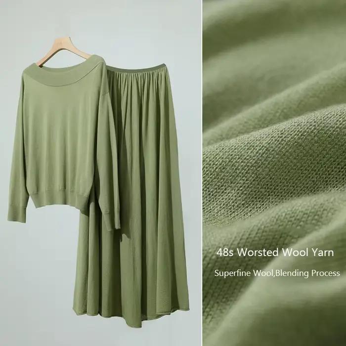 Jupe longue Amii 2026 Nouvelle collection Printemps – Jupe longue trapèze en laine tricotée minimali
