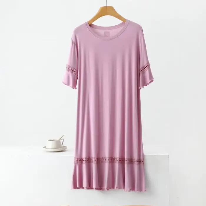 Grande taille Modal tenue de nuit pour femmes nuisette surdimensionné à manches courtes chemises de