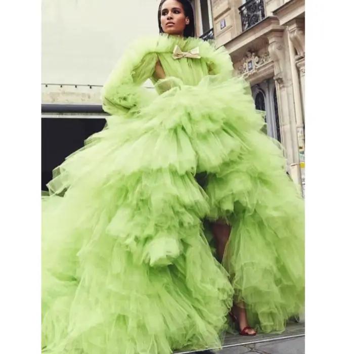 Robe de Rhen tulle à volants hauts et bas pour femmes, robes tutu longues à plusieurs niveaux, manch