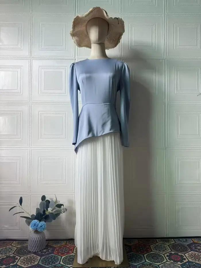 Abaya – Robe de soirée plissée pour femmes, tenue élégante, Patchwork, musulmane, Jalabiya, Largos,