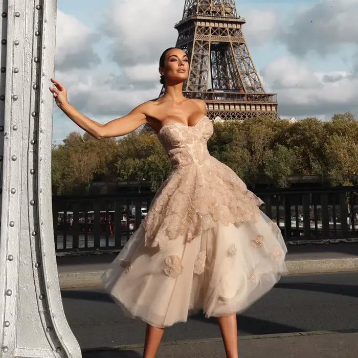 Robes de soirée et de bal formelles transparentes à motif floral féerique pour femmes, avec perles,
