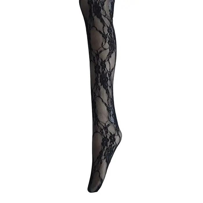 Collants vintage en dentelle florale pour femmes, collants sans pieds à motifs, taille M-L-XL, convi