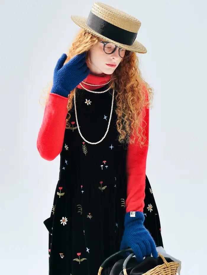 Robe sans manches brodée vintage Moriyama au quotidien pour les déplacements quotidiens et les renco